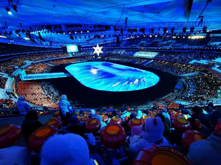 LED floor tiles screen for the opening ceremony of the Paris Olympic Games