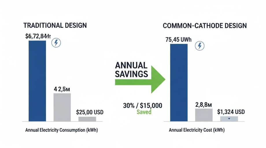 Annual electricity bill comparison for 100㎡ LED screen