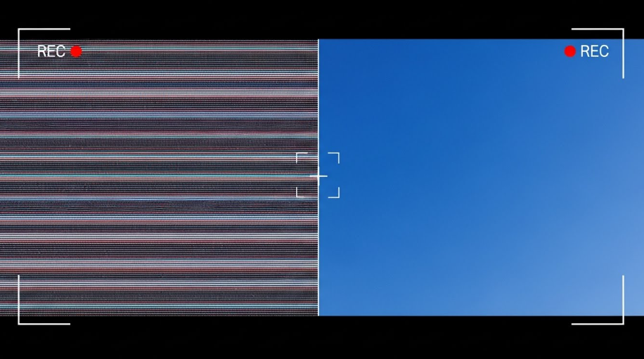 Écran LED capturé par la caméra