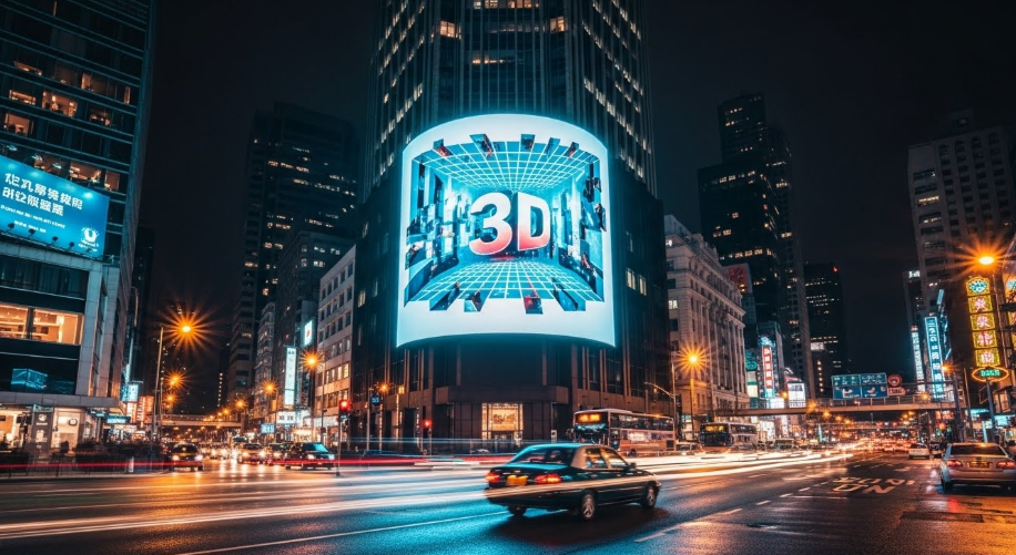 Grand panneau d'affichage extérieur à LED 3D visible à l'œil nu