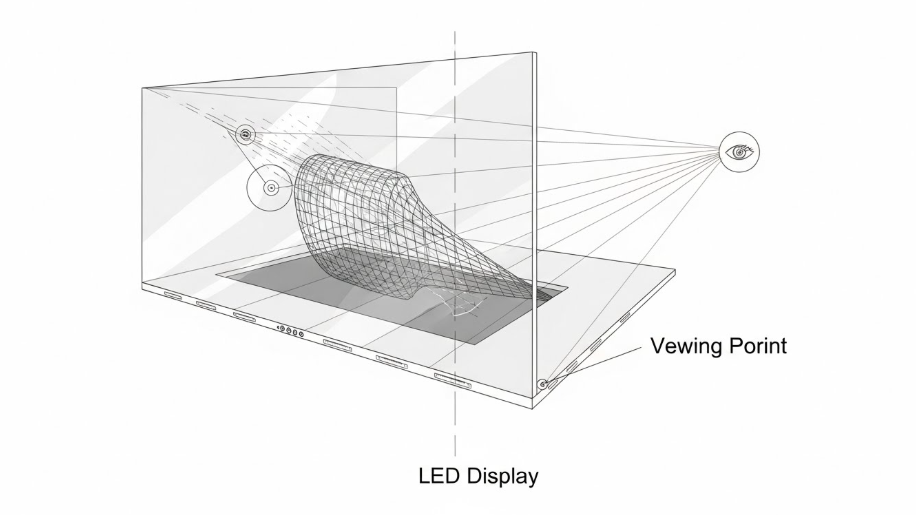 Illustration technique d'un écran LED 3D visible à l'œil nu