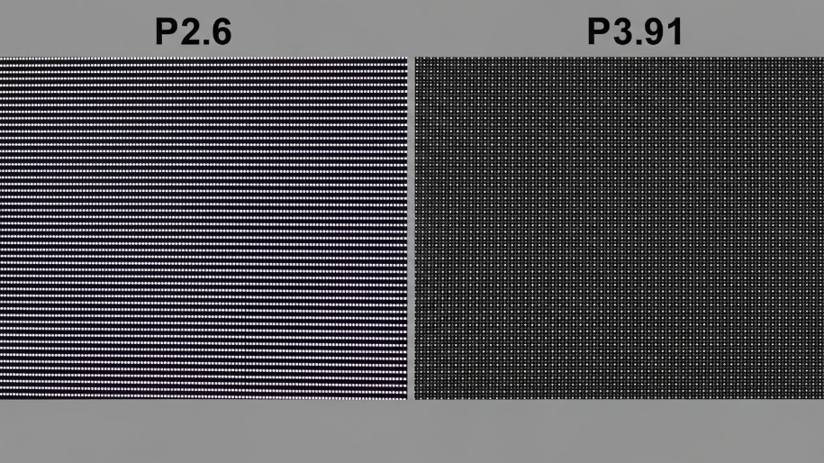 P2.6 vs P3.91 LED pixel pitch comparison