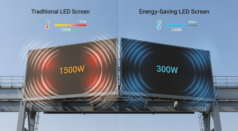 high wattage vs energy-saving LED screen