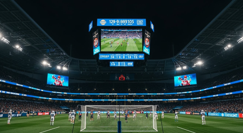 modern sports stadium with LED perimeter boards