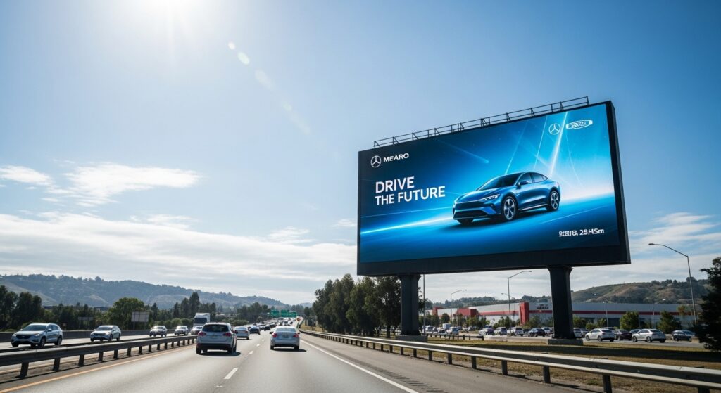 a 10,000 nits outdoor LED screen on a highway