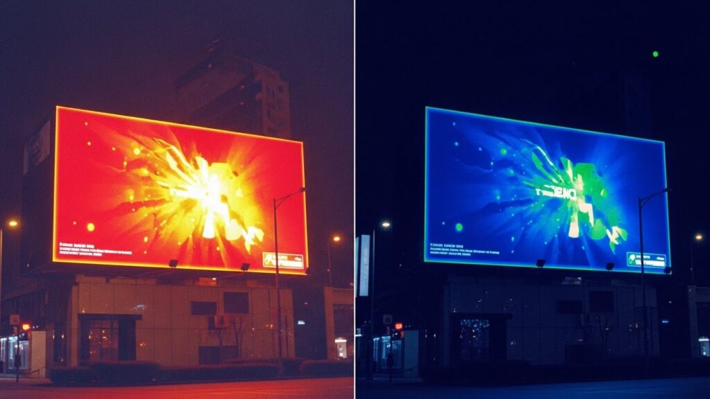 comparison of two outdoor LED billboards using thermal