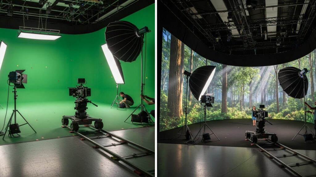 LED virtual shooting vs traditional green screen