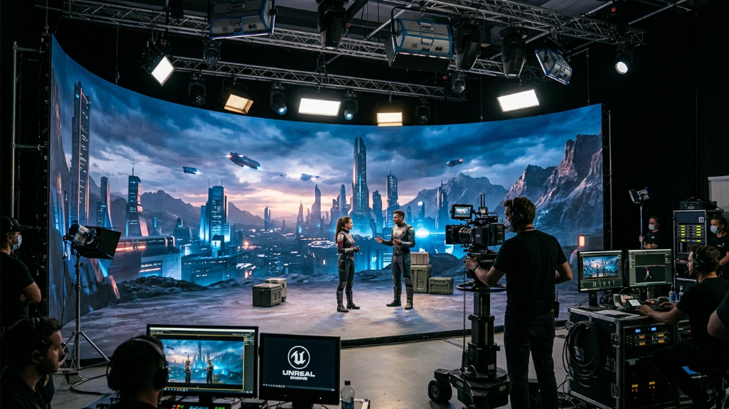 Écran LED à taux de rafraîchissement élevé utilisé pour un studio de production virtuelle XR