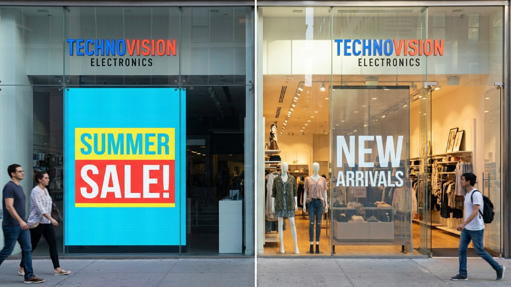 従来のLEDディスプレイスクリーンと透明LEDディスプレイスクリーン