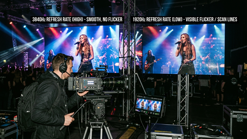 3840Hz LED screen vs 1920Hz flicker comparison