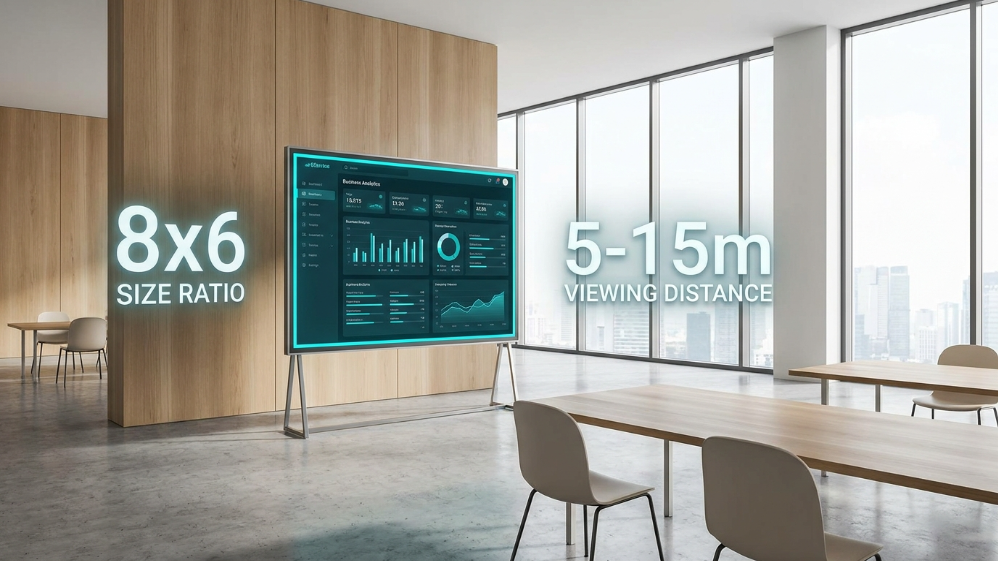 Pantalla LED de 8x6 en una aplicación moderna para salas de conferencias.