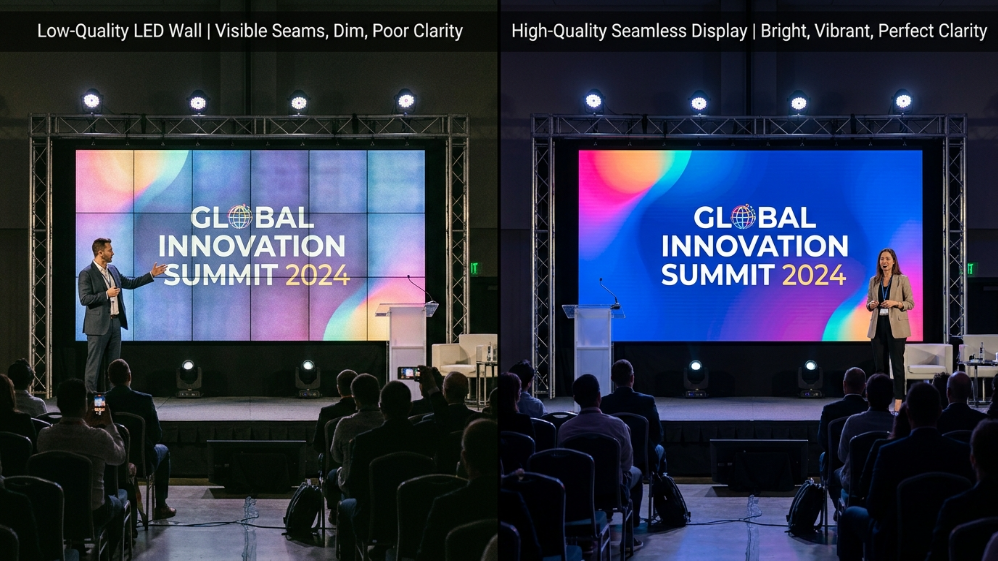 Good vs bad LED wall quality comparison for event use