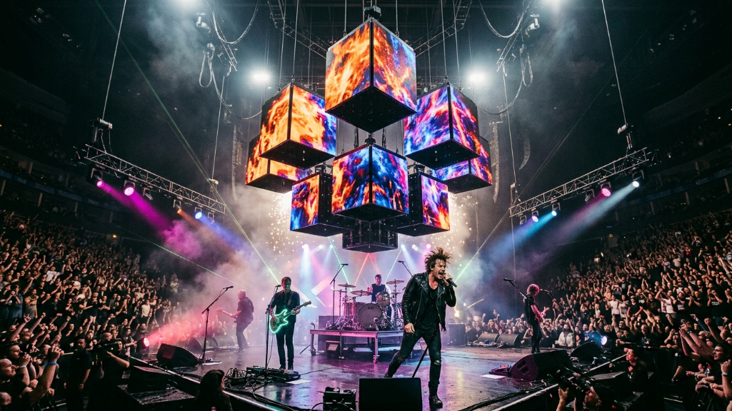 用于舞台动态表演的LED立方体显示屏，具有动态运动效果