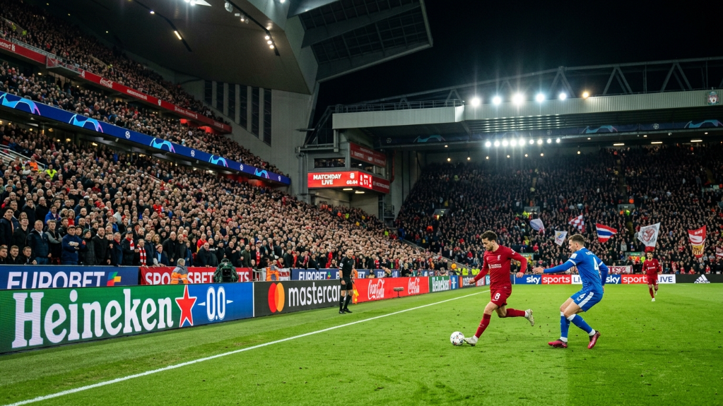 LED perimeter screens in football stadium