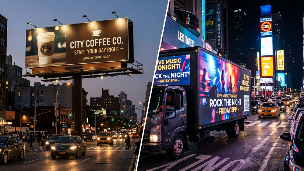 LED truck advertising compared to static billboard