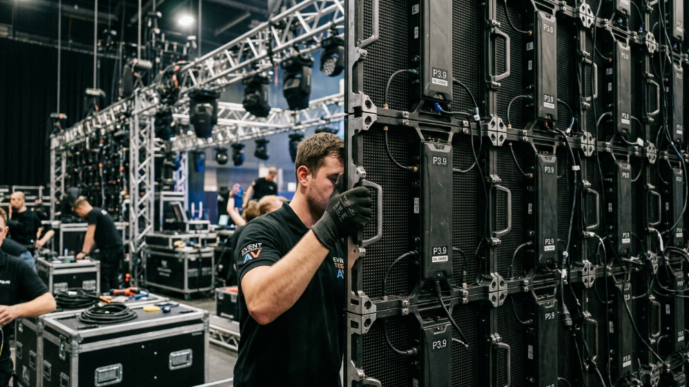 Modular LED display panels for event background wall