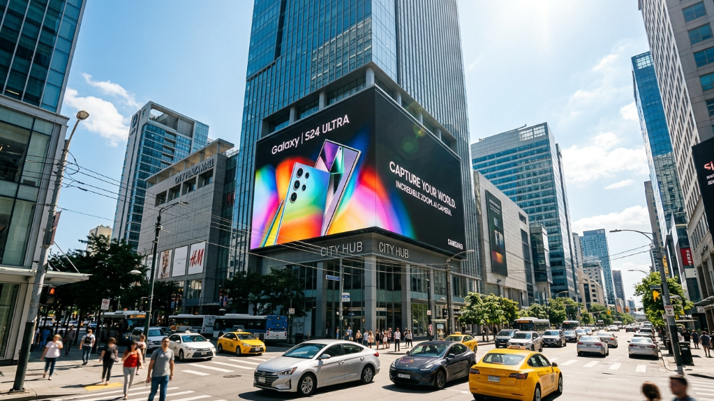 Outdoor LED display visible under direct sunlight high brightness