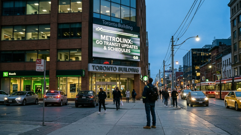 Real outdoor LED billboard with slight glare and natural lighting