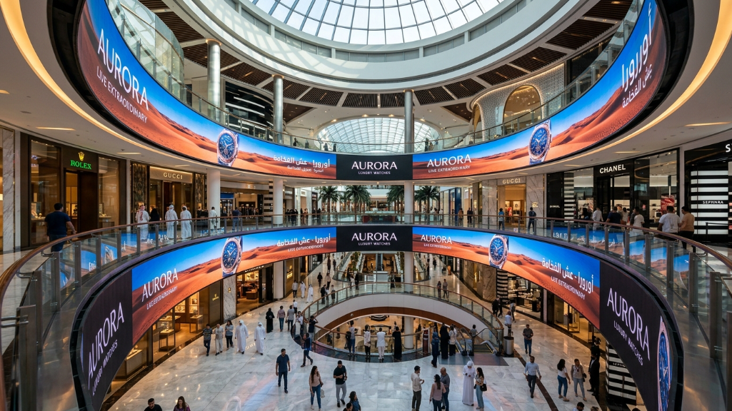 ドバイモールプロジェクトにおける屋内用曲面LEDスクリーン