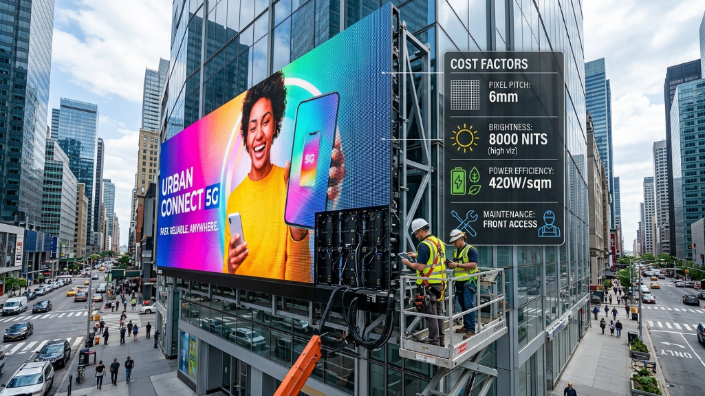 Стоимость наружного светодиодного экрана площадью 100 кв. м: совокупная стоимость владения и окупаемость инвестиций插图1 Стоимость наружного светодиодного экрана площадью 100 кв. м: совокупная стоимость владения и окупаемость инвестиций插图1