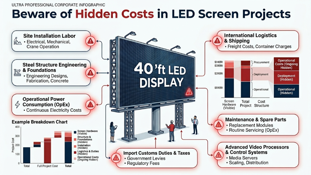 40英尺LED屏幕项目安装和运营中的隐性成本明细
