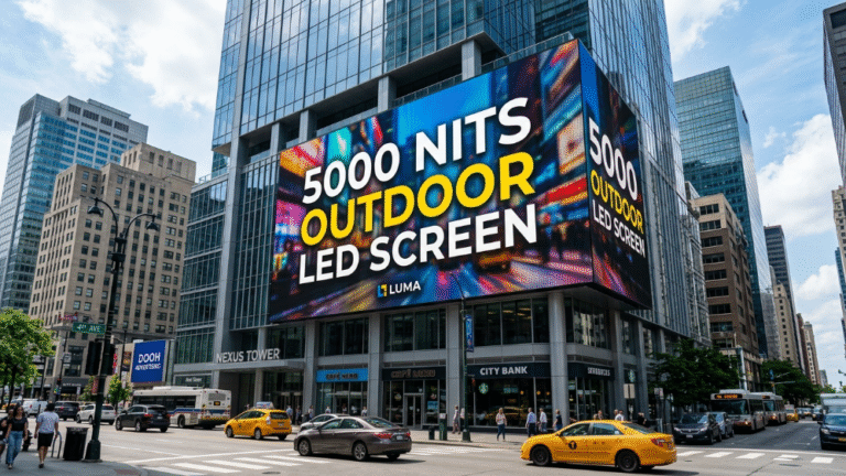 5000 NITS OUTDOOR LED SCREEN billboard in modern city