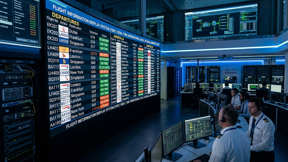 Sistema de integración de pantallas LED FIDS para aeropuertos