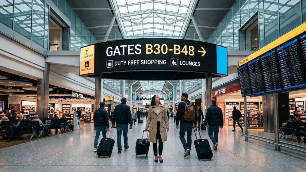 Sistema de pantallas LED para orientación en el aeropuerto