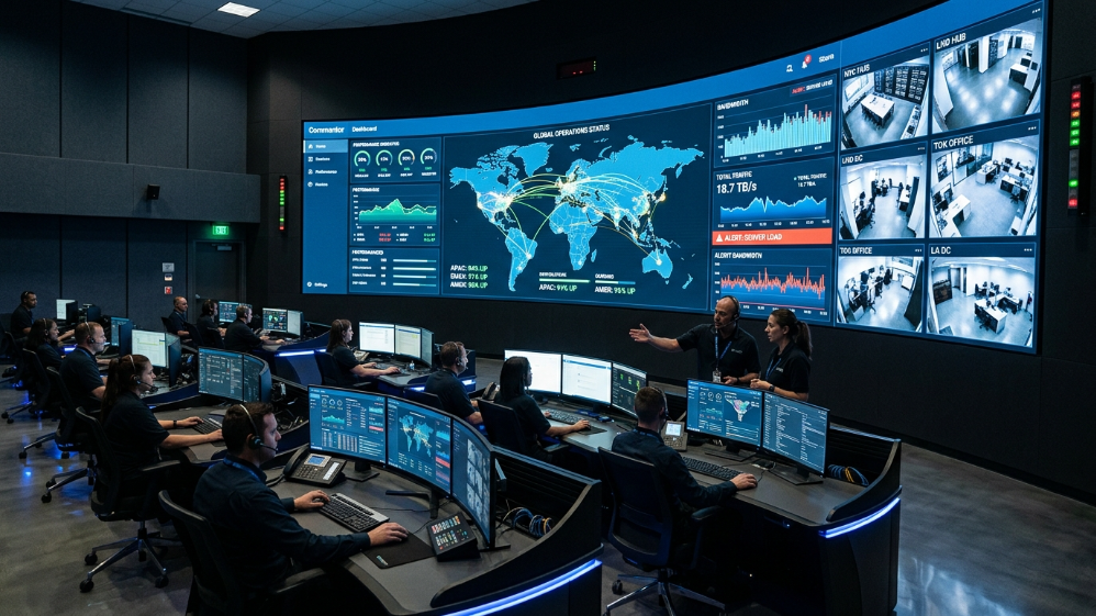 Curved LED video wall used in control room environment