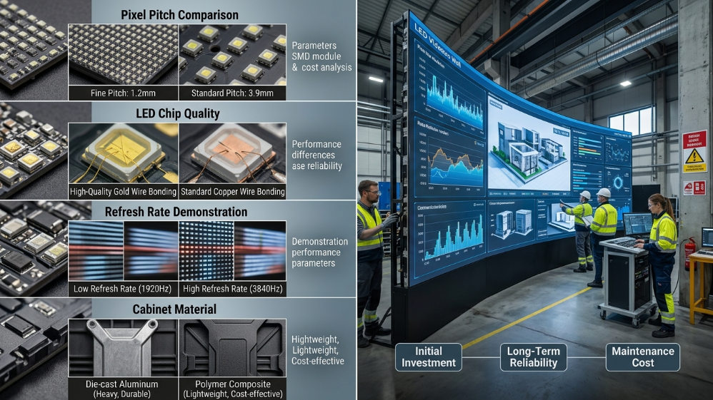 Comparaison des facteurs de prix des écrans LED