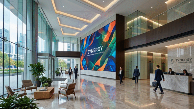 Seamless corporate office lobby LED video wall installation premium B2B buyer guide