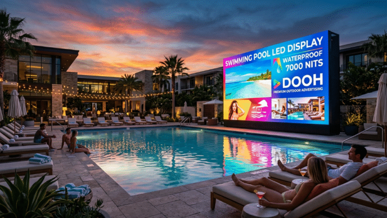 Swimming pool LED display screen for resorts and DOOH advertising
