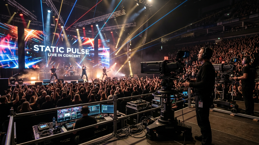 Broadcast filming LED stage wall with high refresh rate display