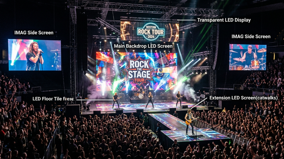 Different types of LED screens used in modern concert productions