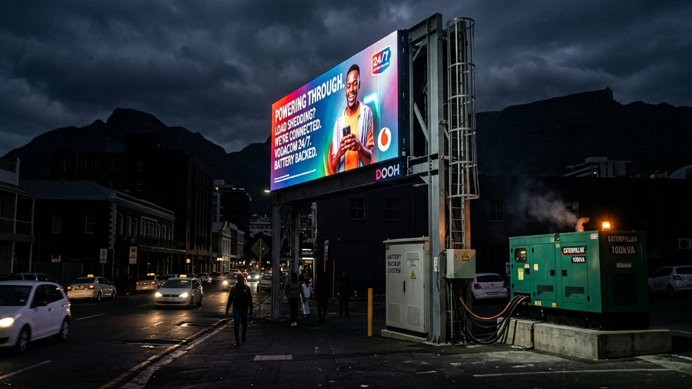 LED billboard operating during load shedding with backup power system