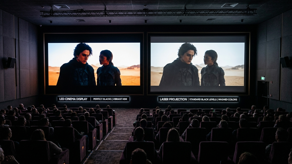 Comparación entre pantallas de cine LED y proyectores láser