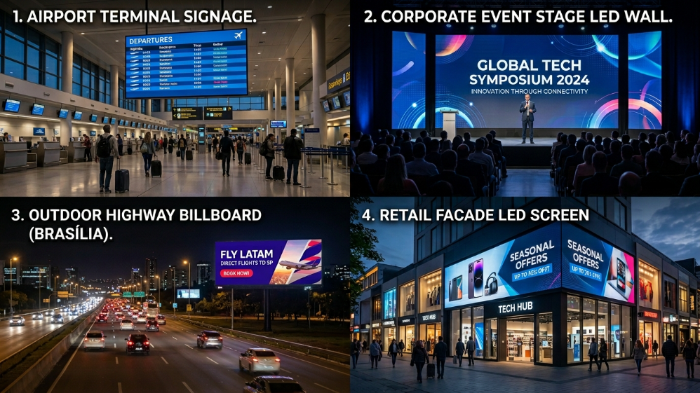 LED pixel pitch comparison showing different display resolutions