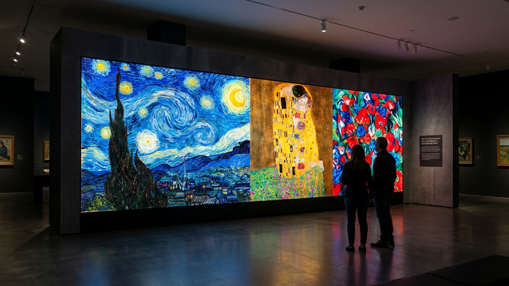 Écran LED du musée affichant des couleurs DCI-P3 précises