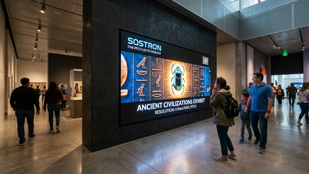 Panneaux LED Sostron installés dans un environnement muséal