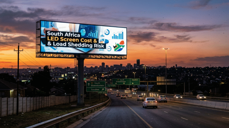 South Africa outdoor LED billboard on highway showing cost and power risk concept
