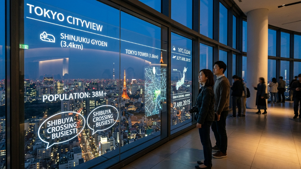 Pantalla LED transparente en la plataforma de observación