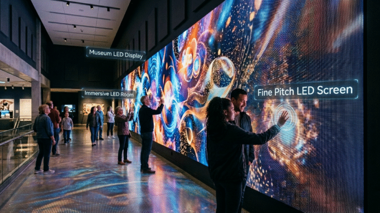Immersive Museum LED Display with Visitors Interacting