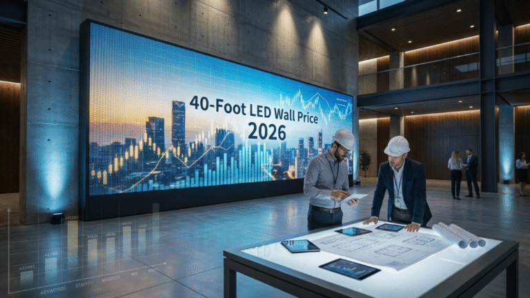40-foot LED wall pricing breakdown concept in modern event hall