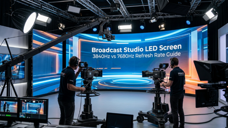 Broadcast studio LED screen refresh rate guide with 3840Hz and 7680Hz