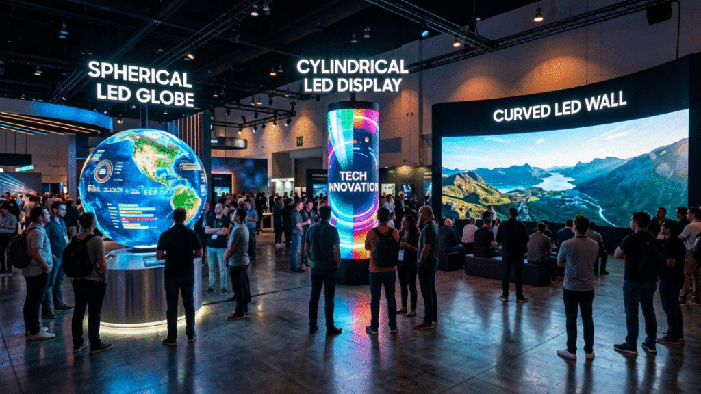 Comparison of spherical LED display with alternative LED formats
