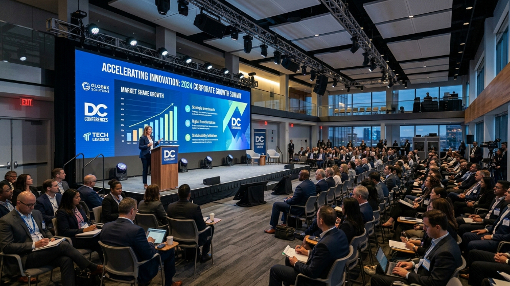 Corporate event LED video wall display