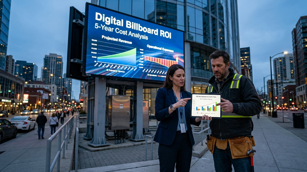 Digital LED billboard ROI and 5-year cost analysis