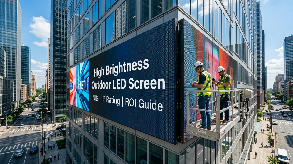 High brightness outdoor LED screen guide with nits IP rating and ROI