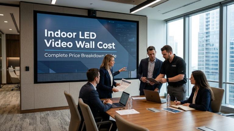 Indoor LED video wall cost guide with commercial display installation