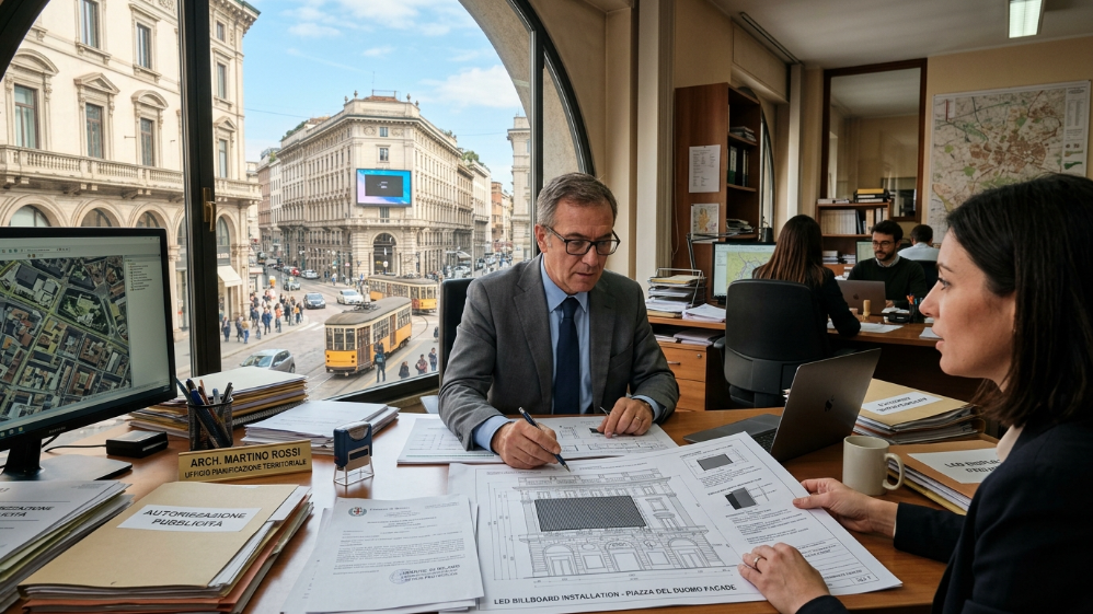 Italian municipal permit process for outdoor LED billboard installation